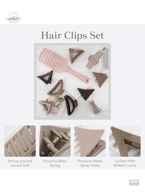 9 Medium Hair Clips Set with Brush Non-Slip Acrylic Clips for Thin Hair Styling main image 5
